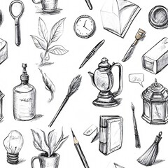 Artistic pencil sketches(Seamless Pattern and Tile image)