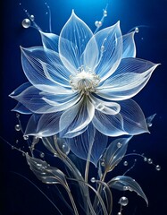 Canvas Print - edelweiss elegant abstract navy blue background with ,transparent flower