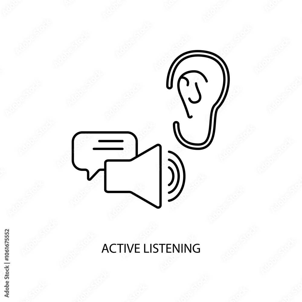 active listening concept line icon. Simple element illustration. active ...