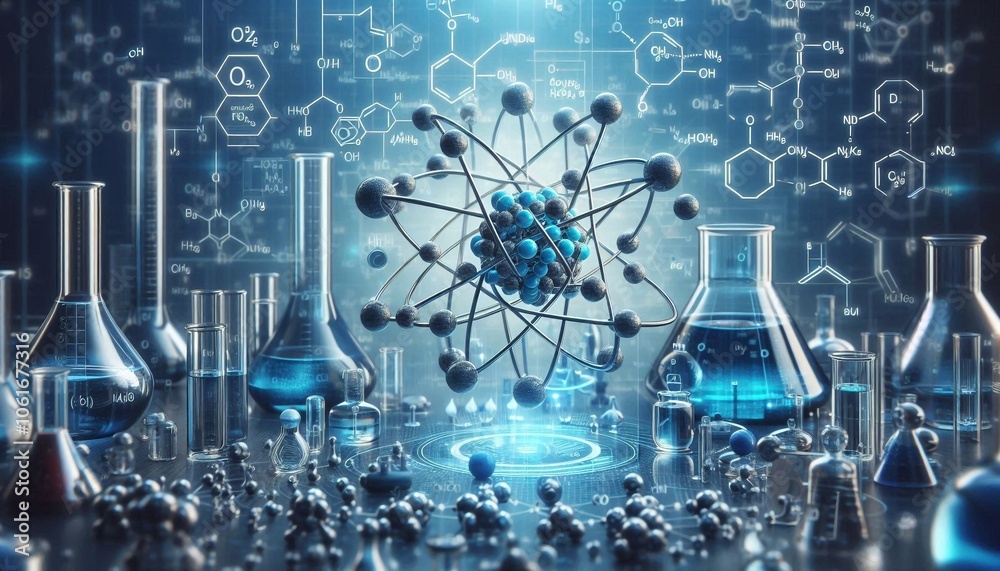 chemical compounds and scientific formulas structure 3d Background ...