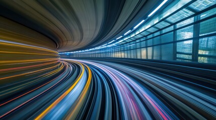 Poster - A dynamic image capturing vibrant light trails weaving through a busy city street at night