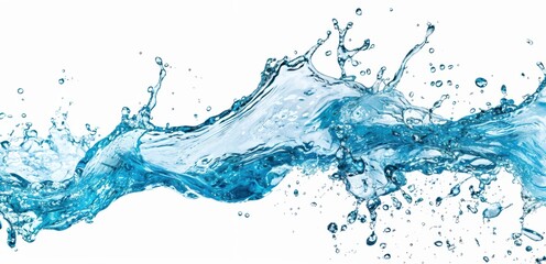 Splash of water showcasing fluid motion with isolated white background