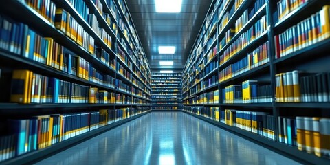 Aufkleber - An advanced digital archive room with automated systems for efficient data storage and retrieval.
