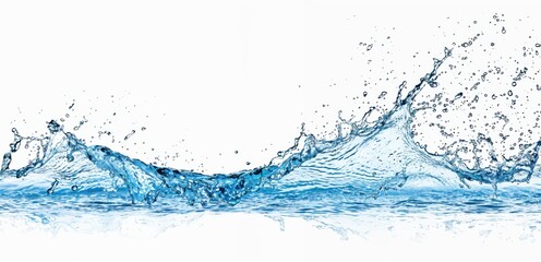 Poster - Splash of clear blue water creates dynamic motion against a white background