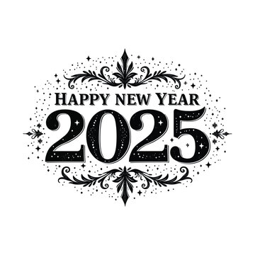 Happy New Year 2025 Vintage Typography Design