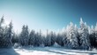 © CLOVER BACKGROUND - Snowy Winter Forest with Pine Trees in Background