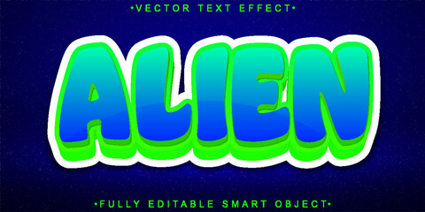 Poster - Cartoon Alien Vector Fully Editable Smart Object Text Effect