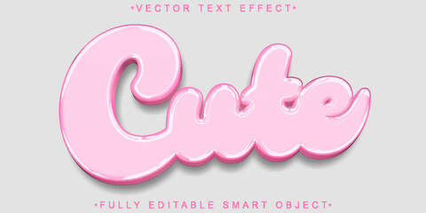 Poster - Sweet Pink Cute Vector Fully Editable Smart Object Text Effect