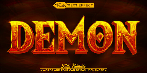 Poster - Horror Demon Hell Red and Orange Vector Editable Text Effect Template