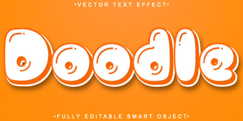 Poster - Orange Doodle Cartoon  Vector Fully Editable Smart Object Text Effect