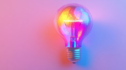 Poster - light bulb glowing in vibrant colors, showcasing intricate designs and patterns that symbolize advanced technology.
