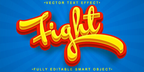Poster - Yellow Cartoon Fight Vector Fully Editable Smart Object Text Effect
