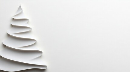 Poster - White Christmas tree is drawn on a white background. The tree is made of paper and has a unique, wavy shape. The background is also white, giving the image a clean and simple look