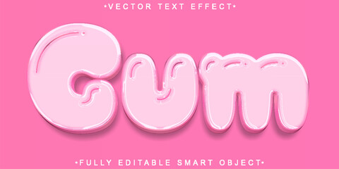 Poster - Cartoon Pink Gum Vector Fully Editable Smart Object Text Effect