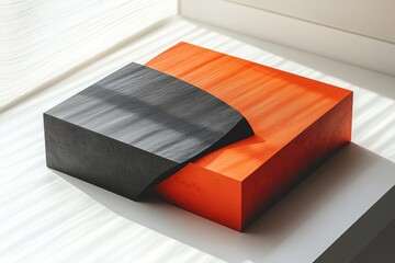 Poster - Square piece of wood with a black and orange border. The black and orange border is made of foam