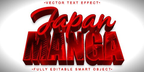 Poster - Red Japan Manga Vector Fully Editable Smart Object Text Effect