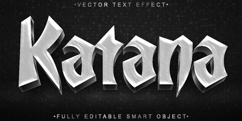 Poster - Silver Japan Katana Vector Fully Editable Smart Object Text Effect