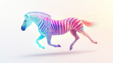 Aufkleber - zebra with a mesmerizing blend of colors spiraling across its body. the zebra's striking patterns
