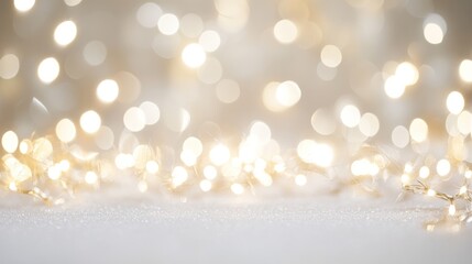 Fototapete - An elegant Christmas bokeh background showcasing scattered white bokeh dots on a clean white canvas.