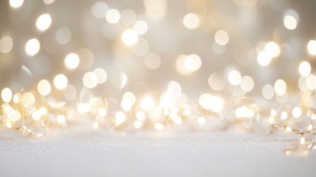 An elegant Christmas bokeh background showcasing scattered white bokeh dots on a clean white canvas.