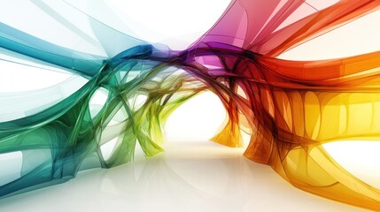 Poster - bridge, where geometric shapes and flowing lines intersect in a dynamic dance of colors.