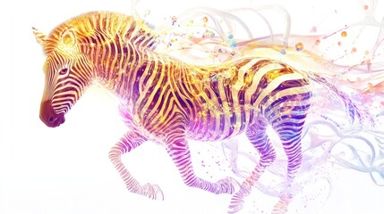 Aufkleber - zebra with a mesmerizing blend of colors spiraling across its body. the zebra's striking patterns