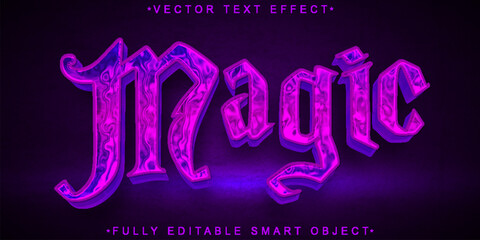 Poster - Purple Glitter Magic Vector Fully Editable Smart Object Text Effect