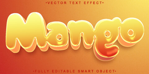 Poster - Cartoon Orange Mango Vector Fully Editable Smart Object Text Effect