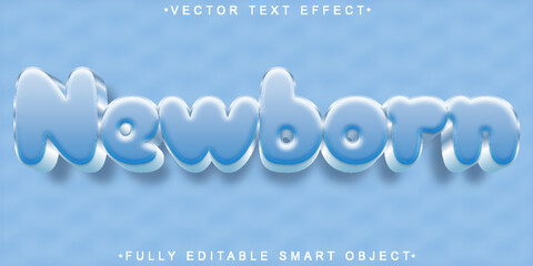 Poster - Cartoon Soft Blue Newborn Vector Fully Editable Smart Object Text Effect