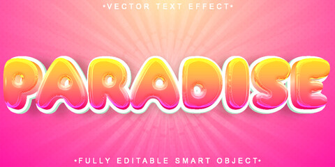 Poster - Cartoon Pink Paradise Vector Fully Editable Smart Object Text Effect