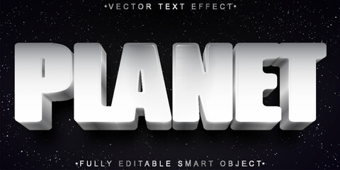Poster - Cartoon White Planet Vector Fully Editable Smart Object Text Effect