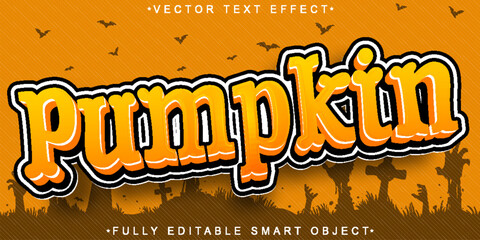 Poster - Cartoon Orange Pumpkin Vector Fully Editable Smart Object Text Effect