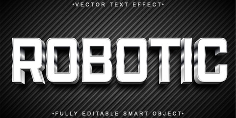 Aufkleber - Silver Robotic Vector Fully Editable Smart Object Text Effect