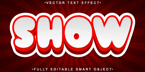 Poster - Red Cartoon Show Vector Fully Editable Smart Object Text Effect