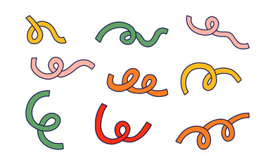 Wall Mural - curly abstract line set. a collection of nine abstract curly lines with thick, smooth designs. perfe