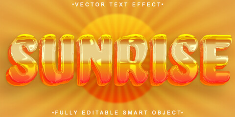 Poster - Cartoon Sunrise Vector Fully Editable Smart Object Text Effect