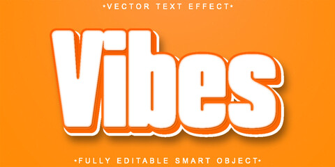 Poster - Cartoon Orange Vibes Vector Fully Editable Smart Object Text Effect
