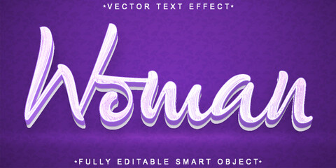 Poster - Purple Cartoon Women Vector Fully Editable Smart Object Text Effect