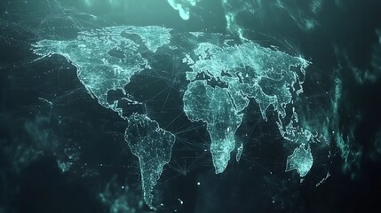 Digital map of the world with global network connected