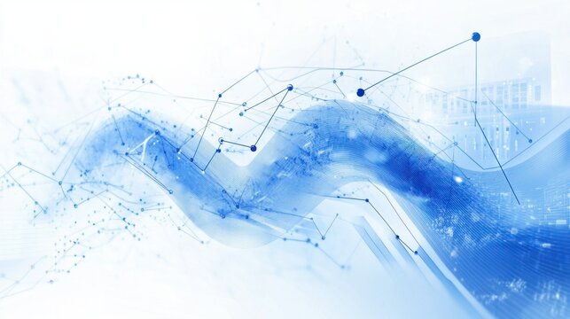 Abstract waves of data points and lines in blue tones, illustrating digital communication in business