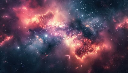 Wall Mural - a cosmic nebula with glowing gas and distant stars