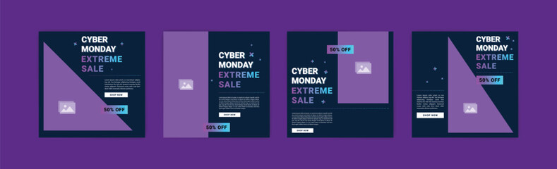 Cyber ​​Monday sale promotion banner. Social media post template for Cyber ​​Monday sale promotion.