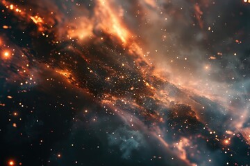 Wall Mural - abstract space background with glowing stars and nebulae