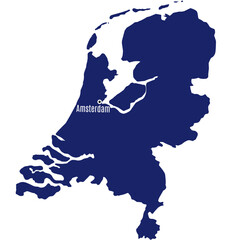 Wall Mural - silhouette map of netherlands with country capitals