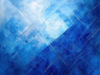 Leinwandbilder - Artistic blue background with abstract shapes and lines conveying a sense of tranquility and depth