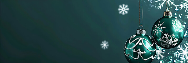 Poster - A dark teal background with two hanging Christmas