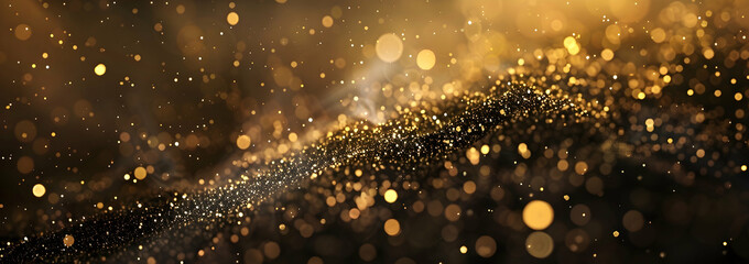 Poster - A grainy black background with golden bokeh lights