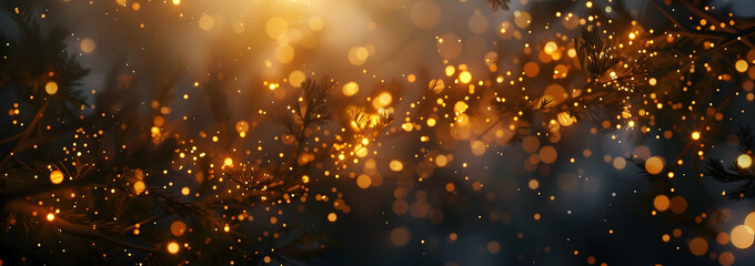 Poster - A dark background with blurred lights and bokeh, creating an atmosphere of magic and fantasy