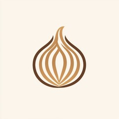 Poster - artwork showcases well defined onion minimalist style characterized simple circular shapes and light brown tones creating sophisticated visual appeal white backdrop.