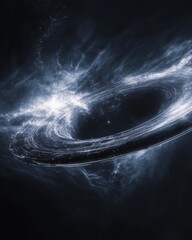 Poster - A mesmerizing double exposure showcasing a black hole surrounded by cosmic phenomena and swirling galaxies in deep space